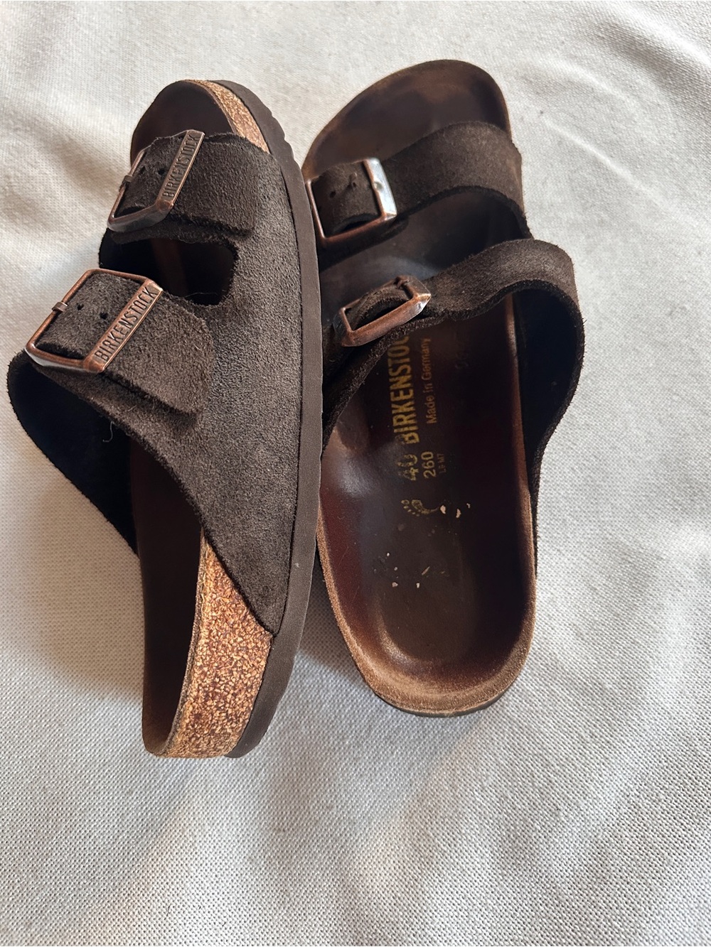 BIRKENSTOCK Arizona Brown Suede Double Strap Cork Footbed Sandal | M7 W9 - Picture 3 of 6